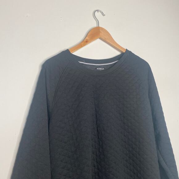 Nomad Sweater Mens Medium Black Pullover Quilted Pattern Raglan Sleeve Crew Neck - Picture 2 of 6